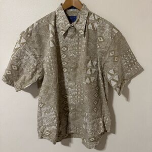 Vintage 90s Pendleton Geometric Print Camp Short Sleeve Button Up Shirt Tan-XL